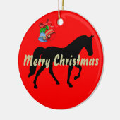 Tennessee Walking Horse Silhouette Vrolijk Kerstfe Keramisch Ornament (Links)