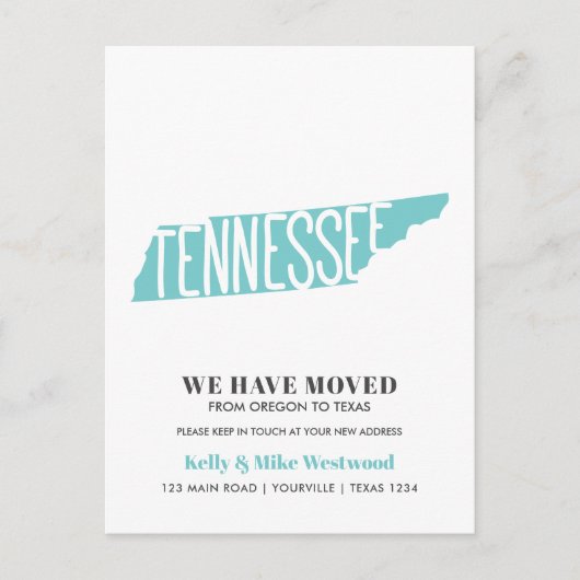 TENNESSEE We hebben het nieuwe adres Nieuw startpu Briefkaart (Voorkant)