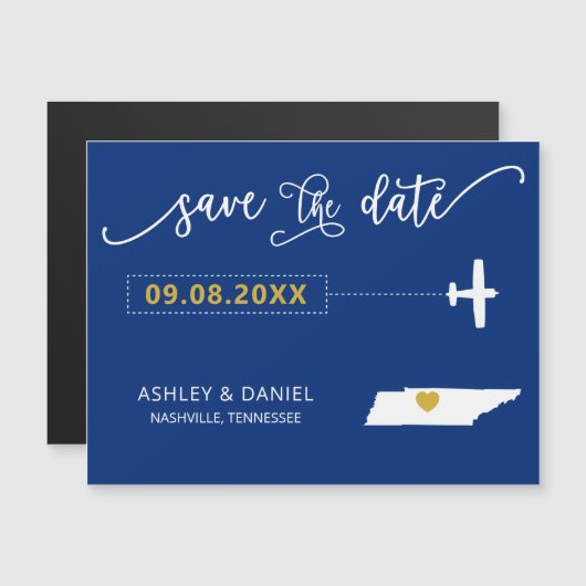Tennessee Wedding Save the Date Card, Map Magnetische Uitnodiging (Voorkant / Achterkant)