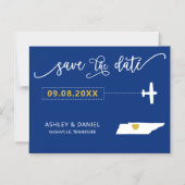 Tennessee Wedding Save the Date Card, Map Magnetische Uitnodiging (Voorkant)