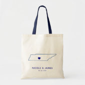 Tennessee Wedding Welcome Bag Map Tas, Navy Blue Tote Bag (Voorkant)