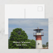 Tenney Park in de vuurtoren van Madison Wisconsin Briefkaart (Voorkant / Achterkant)