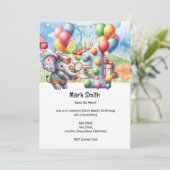 Tennis 1e verjaardag kaart (Staand voorkant)