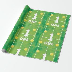 Tennis 1e verjaardag op het veld cadeaupapier