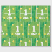 Tennis 1e verjaardag op het veld cadeaupapier (Vlak)