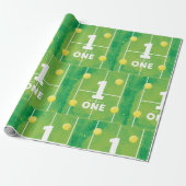 Tennis 1e verjaardag op het veld cadeaupapier (Uitgerold)