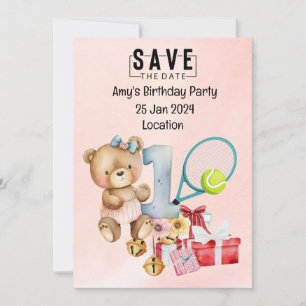 Tennis 1e Verjaardag Save the Date for Party Kaart