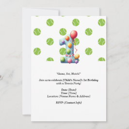 Tennis 1e verjaardag uitnodiging