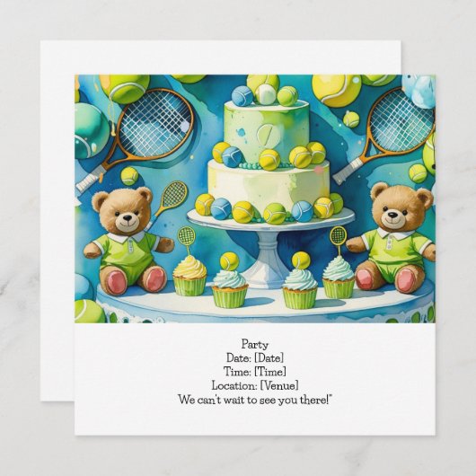 Tennis 1e verjaardag voor jongen save the date (Voorkant / Achterkant)