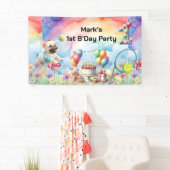 Tennis 1e verjaardagsfeestje voor Hondenliefhebber Spandoek (Insitu)