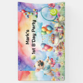 Tennis 1e verjaardagsfeestje voor Hondenliefhebber Spandoek (Verticaal)