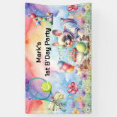 Tennis 1e verjaardagsfeestje voor Hondenliefhebber Spandoek (Verticaal)