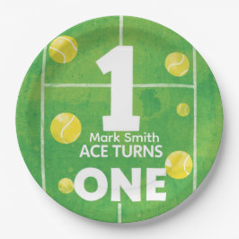 Tennis 1st Birthday on court Papieren Bordje