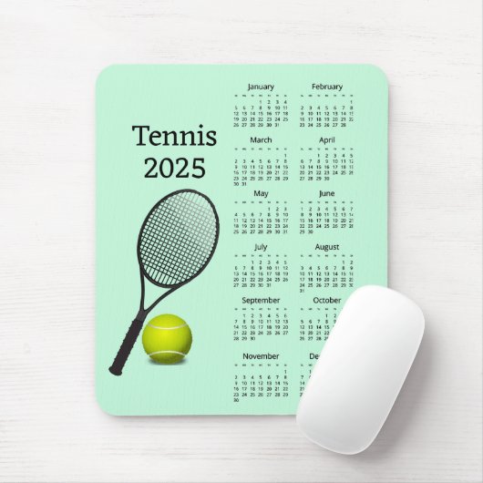 Tennis 2025 Kalender Mousepad Muismat (Met muis)