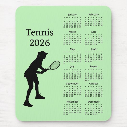 Tennis 2026 Calendar Mousepad Muismat (Voorkant)