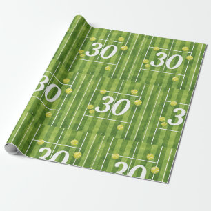 Tennis 30e verjaardag met ballen op het veld cadeaupapier