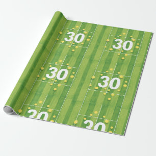 Tennis 30e verjaardag met ballen op het veld cadeaupapier