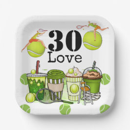 Tennis 30e verjaardag tennisbal nummer liefde papieren bordje