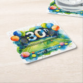 Tennis 30e verjaardag thema kartonnen onderzetters (Schuin)