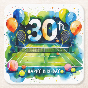 Tennis 30e verjaardag thema kartonnen onderzetters