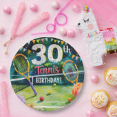 Tennis 30e verjaardag thema papieren bordje (Feest)