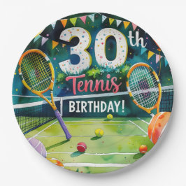 Tennis 30e verjaardag thema papieren bordje