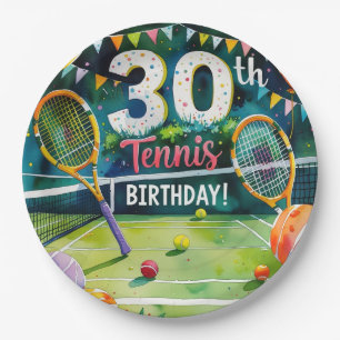 Tennis 30e verjaardag thema papieren bordje