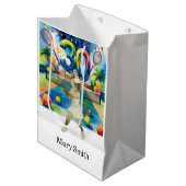 Tennis 30e verjaardag thema voor Siamese Cat liefh Medium Cadeauzakje (Voorkant Gekanteld)