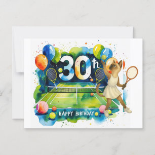 Tennis 30e verjaardag voor Siamese kat liefhebbers Briefkaart