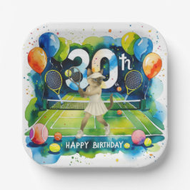 Tennis 30e verjaardag voor Siamese kattenliefhebbe Papieren Bordje