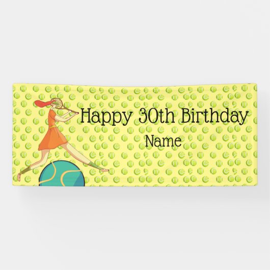 Tennis 30e verjaardag voor tennisspeler spandoek (Horizontaal)