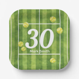 Tennis 30th Birthday Balls on the court  Papieren Bordje