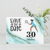 Tennis 30th Birthday Save the Date Kaart (Staand voorkant)