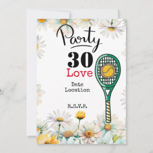Tennis 30th Birthday tennis ball and number love Kaart