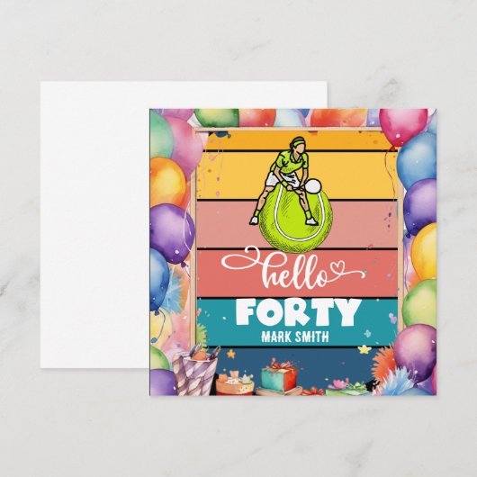 Tennis 40e verjaardag (Voorkant / Achterkant)