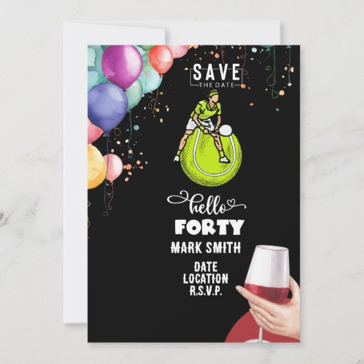 Tennis 40e verjaardag kaart (Voorkant)
