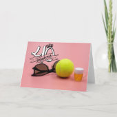 Tennis 40e verjaardag met bal en bier op Roze Kaart (Voorkant)