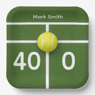 TENNIS 40e verjaardag op tennisbaan Papieren Bordje