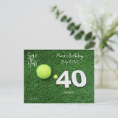 Tennis 40e verjaardag Save the Date uitnodiging (Staand voorkant)