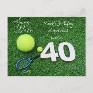 Tennis 40e verjaardag Save the Date uitnodiging