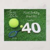 Tennis 40e verjaardag Save the Date uitnodiging (Voorkant)