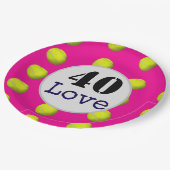 Tennis 40e verjaardag tennisbal en nummerliefde papieren bordje (Gekanteld)