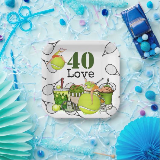 Tennis 40e verjaardag tennisbal nummer liefde papieren bordje (Feest)
