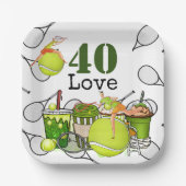Tennis 40e verjaardag tennisbal nummer liefde papieren bordje (Voorkant)