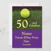Tennis 50e en Fabulous Verjaardagsfeestuitnodiging Kaart (Voorkant)
