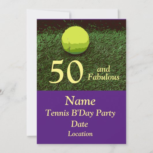Tennis 50e en Fabulous Verjaardagsfeestuitnodiging Kaart (Voorkant)