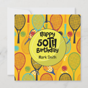 Tennis 50e verjaardag met naam op racket thema