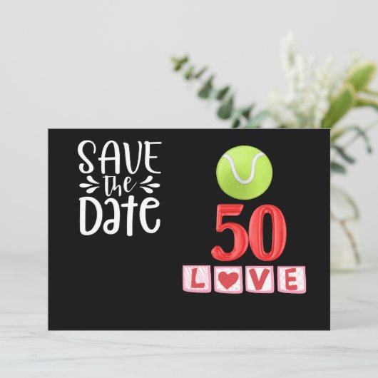 Tennis 50e verjaardag Save the Date Kaart (Staand voorkant)