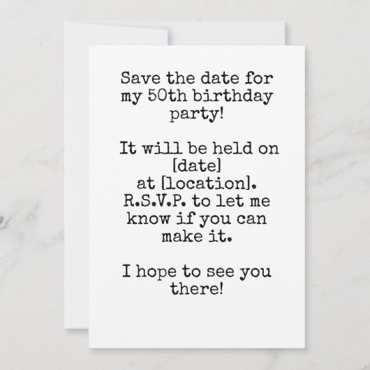 Tennis 50e verjaardag Save the Date Kaart (Achterkant)