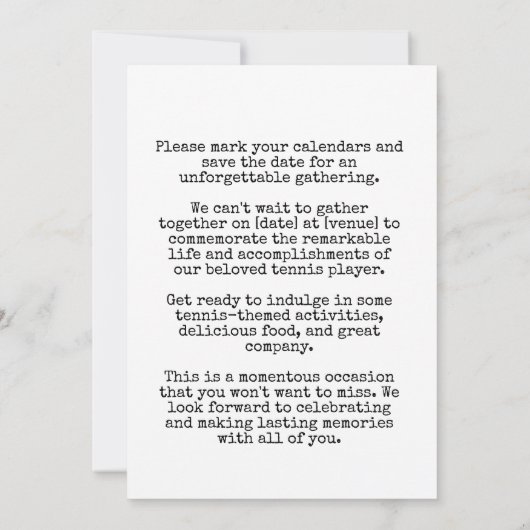 Tennis 50e verjaardag tennisbal en bierfeest kaart (Achterkant)